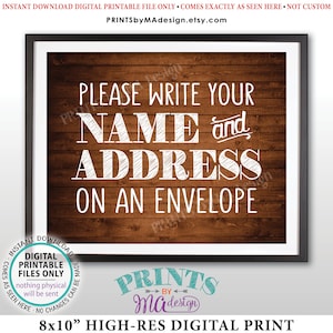 Adressieren Sie ein Umschlag Schild, Bridal Shower, Gaduation Party Geburtstag Ruhestand, Hochzeit, rustikaler Holz Stil DRUCKBARE 20x10” Adressee Schild <ID>