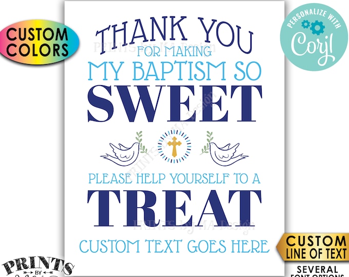 Thank You for Making My Baptism so Sweet Please help yourself to a Treat, Custom PRINTABLE 8x10/16x20” Sign <Edit Yourself with Corjl>