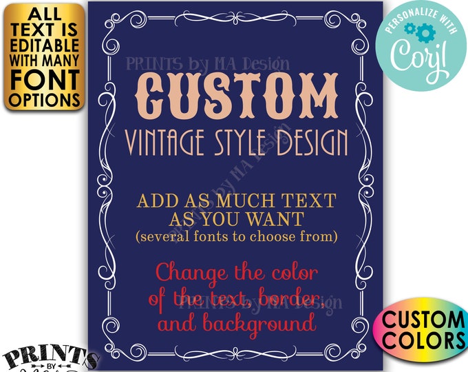 Custom Vintage Style Sign, Better with Age Liquor Themed Party, Color Background, One PRINTABLE 8x10/16x20” Sign <Edit Yourself with Corjl>