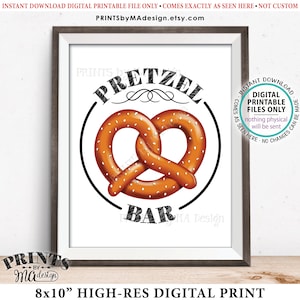 Pretzel Bar Sign, Pretzel Station, Food Bar, Wedding Shower Graduation Birthday Retirement, Black Text, PRINTABLE 8x10” Pretzel Sign &lt;ID&gt;