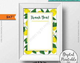 Lemon Thank You Card, Lemon Themed Celebration, Tuscan Garden Party, Tropical Summer Lemons, Italy Party, 5x7” Printable Instant Download
