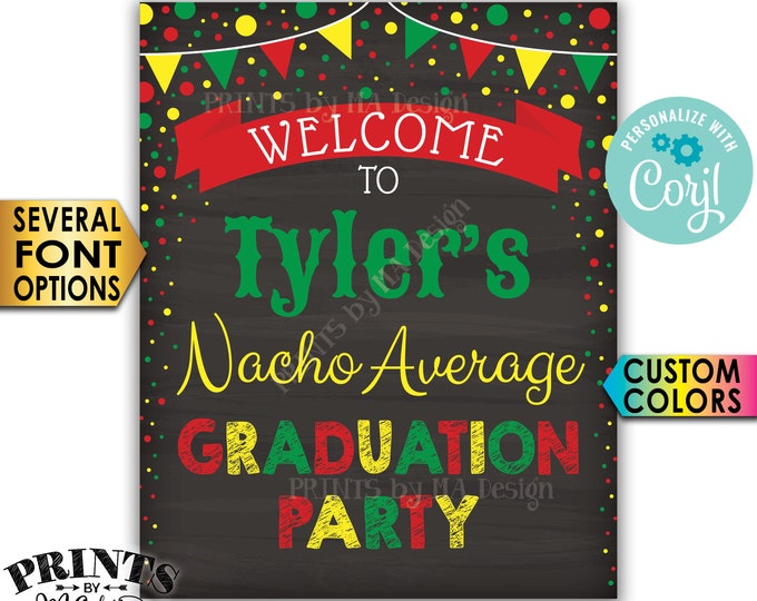 Nacho Average Graduation Party Sign, Graduation Party Decorations, PRINTABLE 8x10/16x20” Chalkboard Style Sign <Edit Yourself with Corjl>
