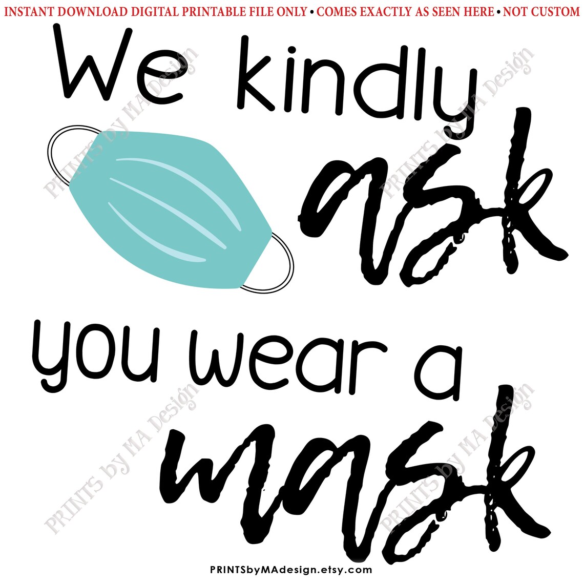 SALE Face Masks Sign We Kindly Ask You Wear a Mask Masks Etsy