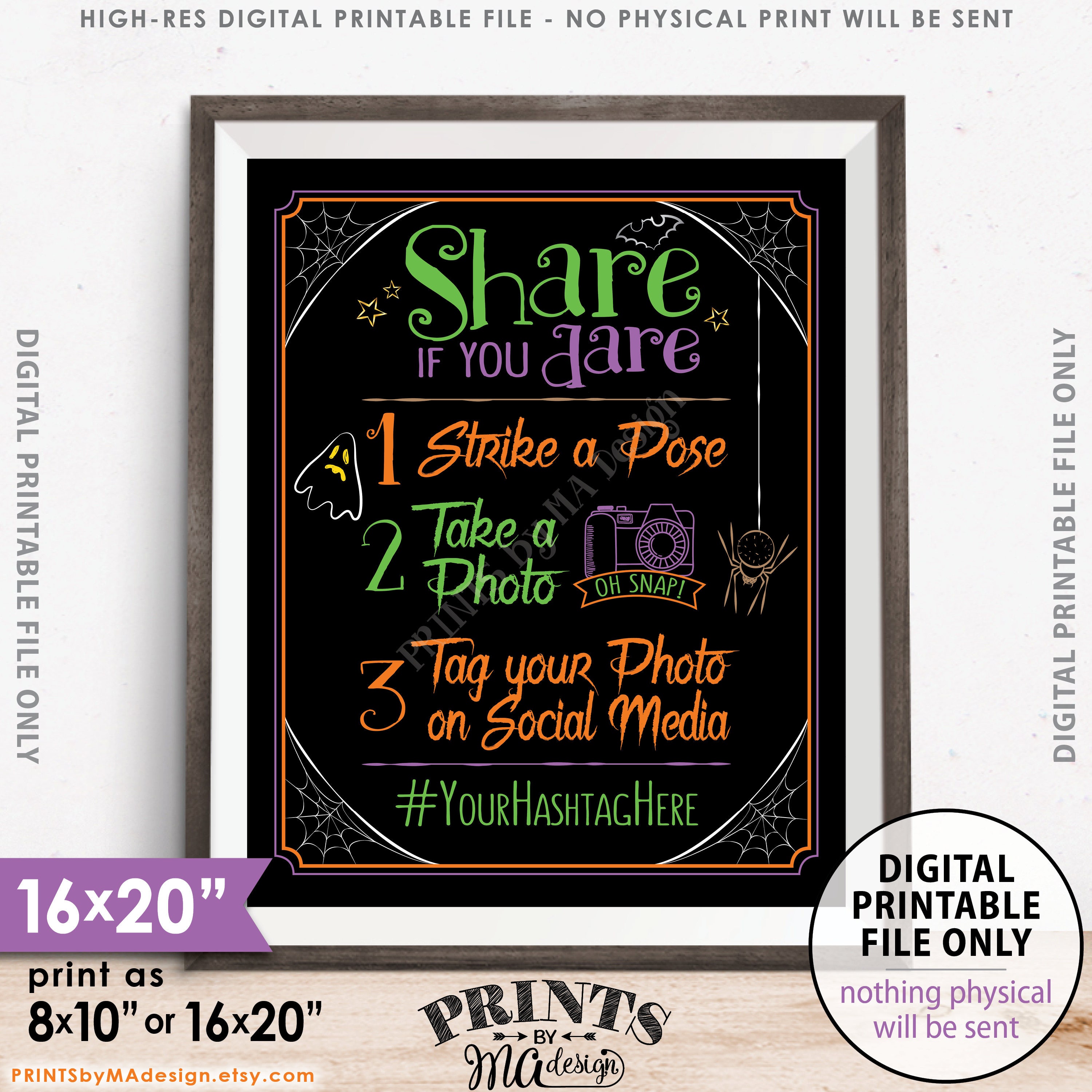 Halloween Hashtag Sign Spooky Halloween Party Sign Tag your Etsy