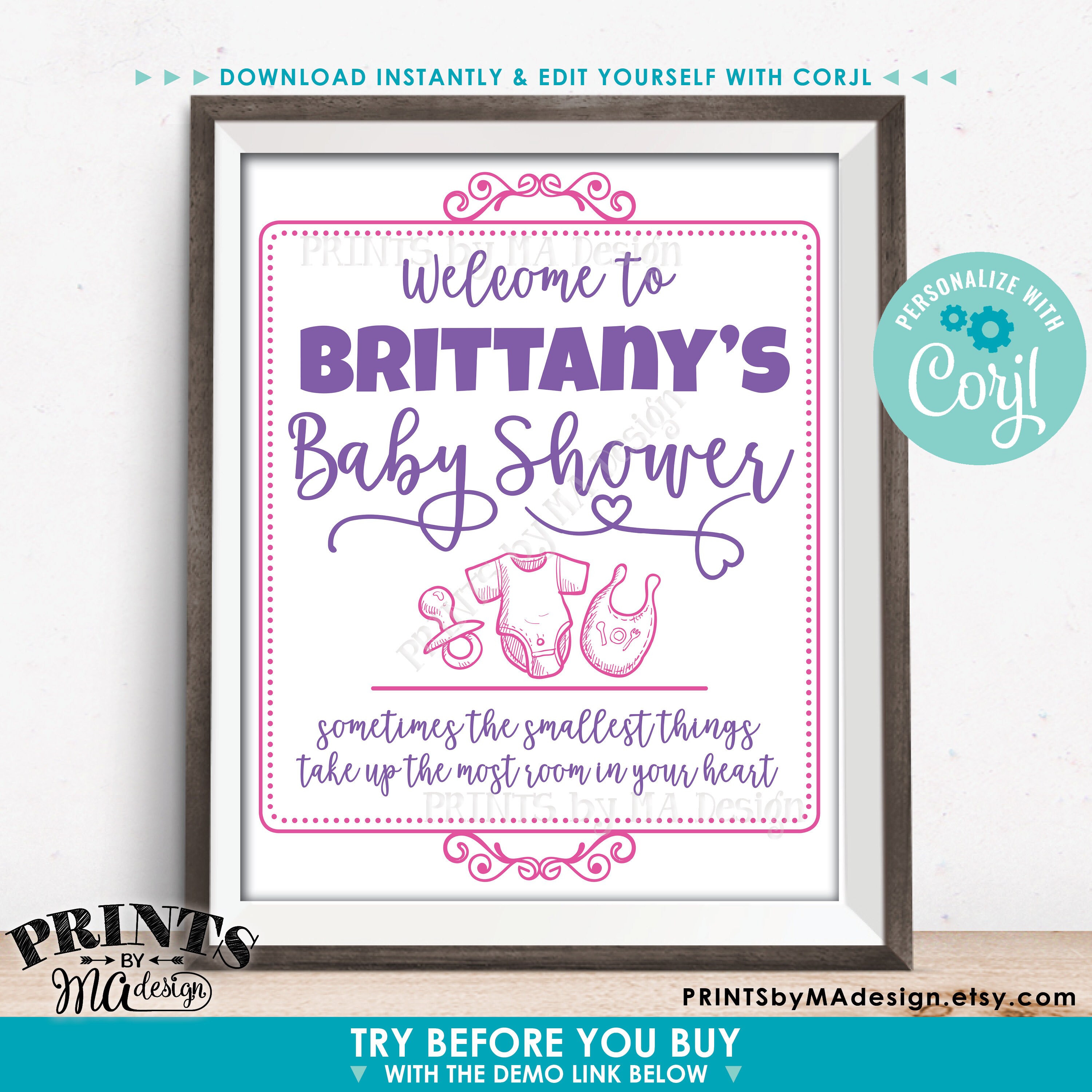 Baby Shower Sign, Custom PRINTABLE 8x10/16x20” Baby Shower