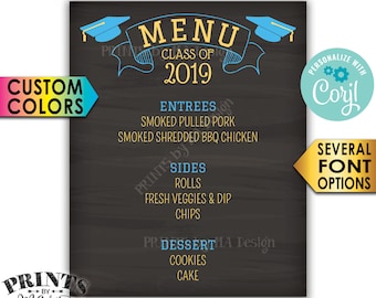 Editable Grad Menu Board, Graduation Party Menu for Reunion, Custom PRINTABLE 8x10/16x20” Chalkboard Style Sign <Edit Yourself w/Corjl>
