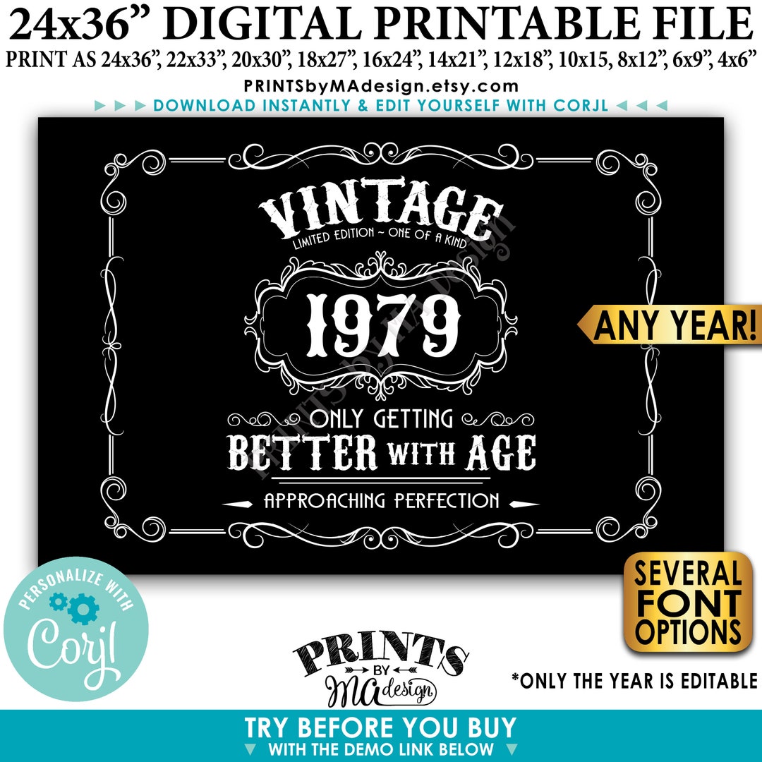 Vintage Birthday Sign, Getting Better With Age Liquor Themed Party ...