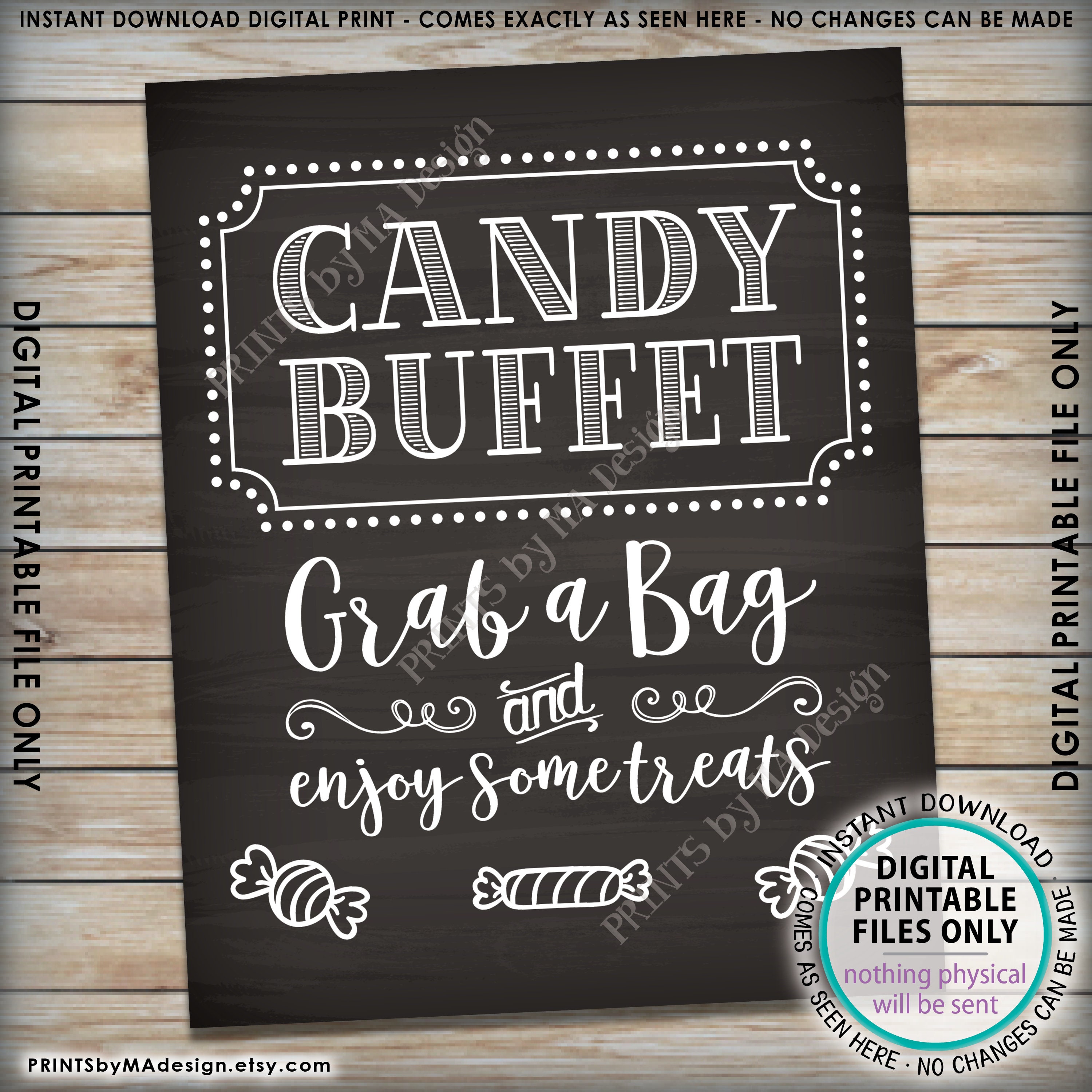 Candy Buffet Sign Grab A Bag Enjoy Some Treats Sign Candy Bar Birthday Graduation