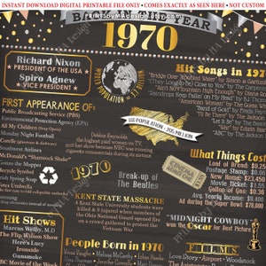 Back in 1970 Poster, Flashback to 1970 USA History, Remember 1970 ...