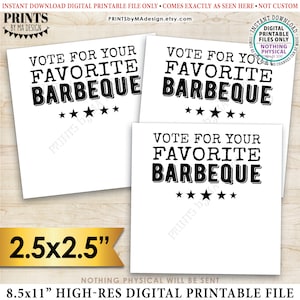 BBQ Abstimmungskarten, Lieblings-Barbeque-Cook-Off-Abstimmungsstimmen, 2,5-Zoll-Quadratkarten auf einer digitalen DRUCKBARE 8,5 x 11-Zoll-Datei <Instant Download>