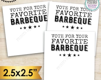 BBQ Voting Cards, Favorite Barbeque Cook-Off Voting Ballots, 2.5" Square Cards on a Digital PRINTABLE 8.5x11" File <Instant Download>