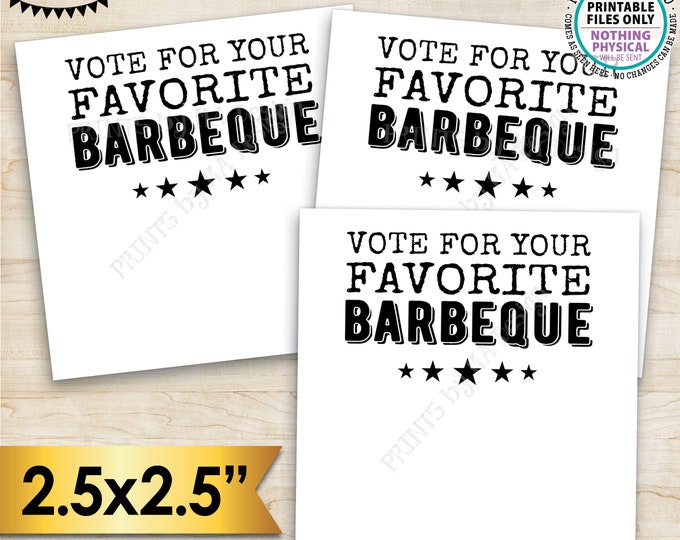 BBQ Voting Cards, Favorite Barbeque Cook-Off Voting Ballots, 2.5" Square Cards on a Digital PRINTABLE 8.5x11" File <Instant Download>