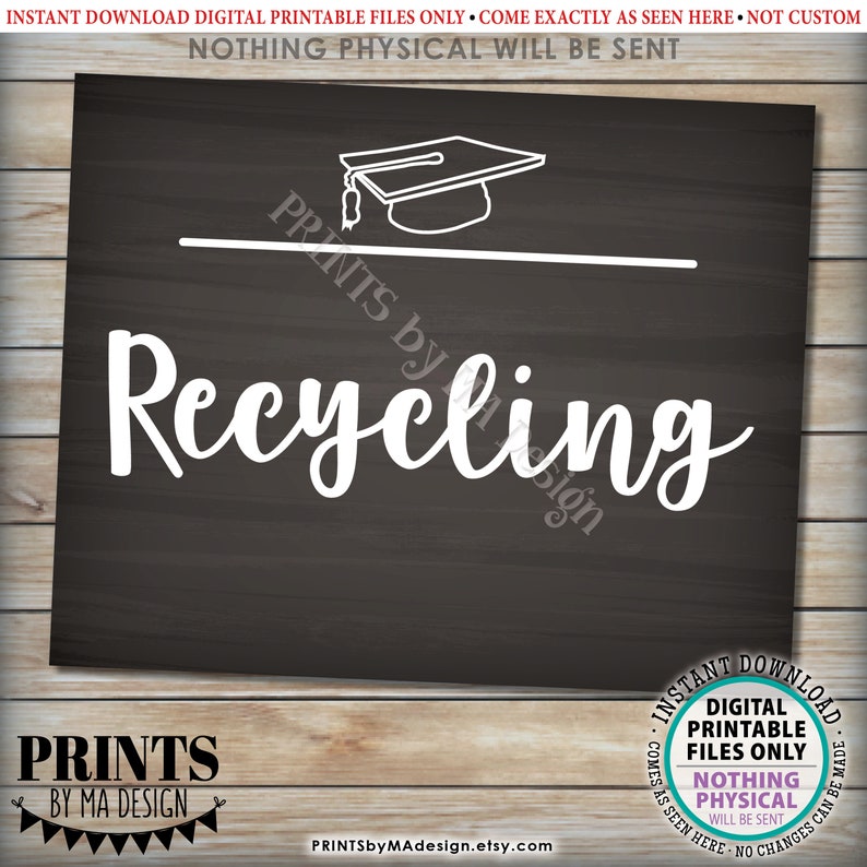 Graduation Beverage Station Signs, Drinks, Ice, Garbage, Recycling ...