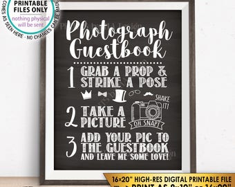 Photograph Guestbook Sign, Add Your Picture to My Guest Book Sign, Photo Guestbook, Chalkboard Style PRINTABLE 8x10/16x20” Instant Download