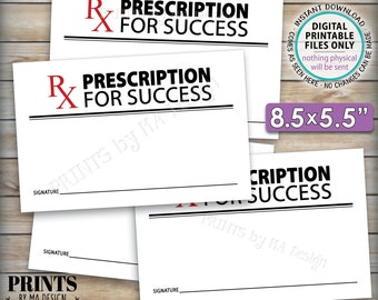 Please Leave Your Prescription for Success, Med School Graduation, Retirement, Nurse Advice, 8.5x5.5" Cards on 8.5x11" PRINTABLE Sheet <ID>