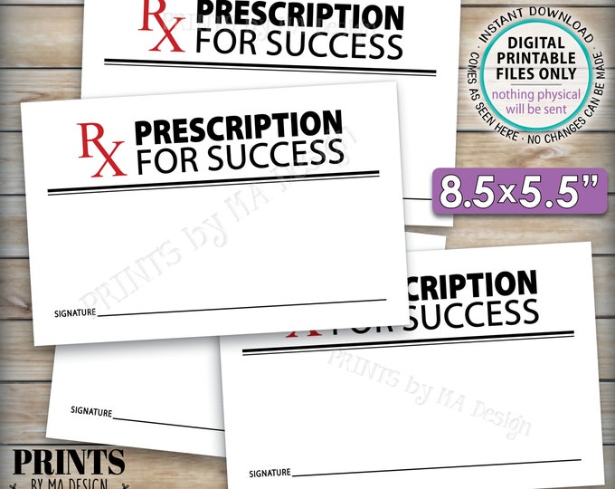 Please Leave Your Prescription for Success, Med School Graduation, Retirement, Nurse Advice, 8.5x5.5" Cards on 8.5x11" PRINTABLE Sheet <ID>