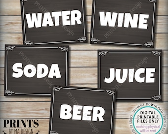 Beverage Station Signs, Graduation Party Drinks, Soda Juice Water Beer Wine, 5 Chalkboard Style PRINTABLE 8x10/16x20” Grad Party Signs <ID>