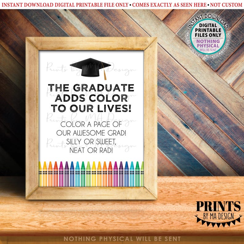 Graduation Party Coloring Page Sign, Invite Guest to Color, Color a ...