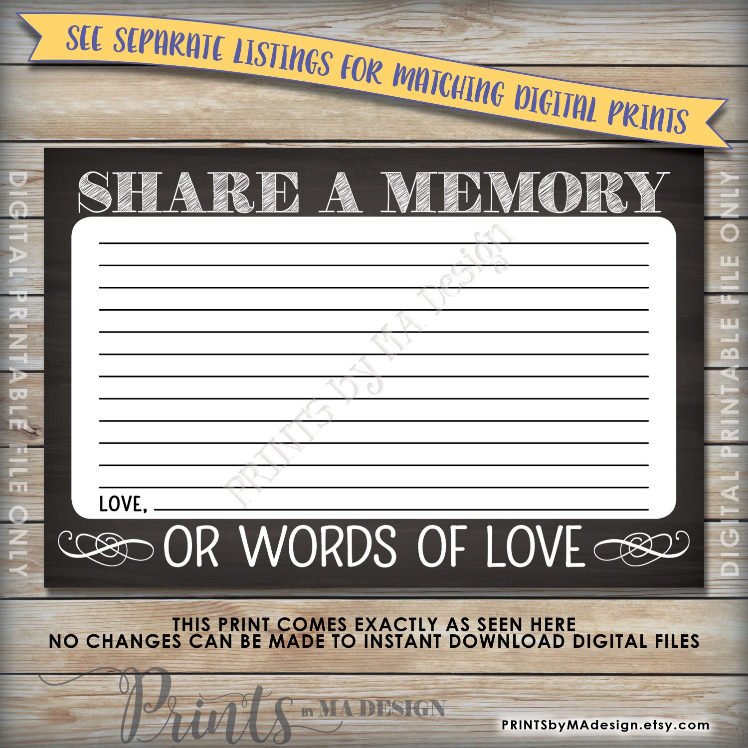 Share a Memory Printable Sign and Card Set | Birthday Wishes | Words of  Love | Wedding | Anniversary | Gold Geometrics | INSTANT DOWNLOAD