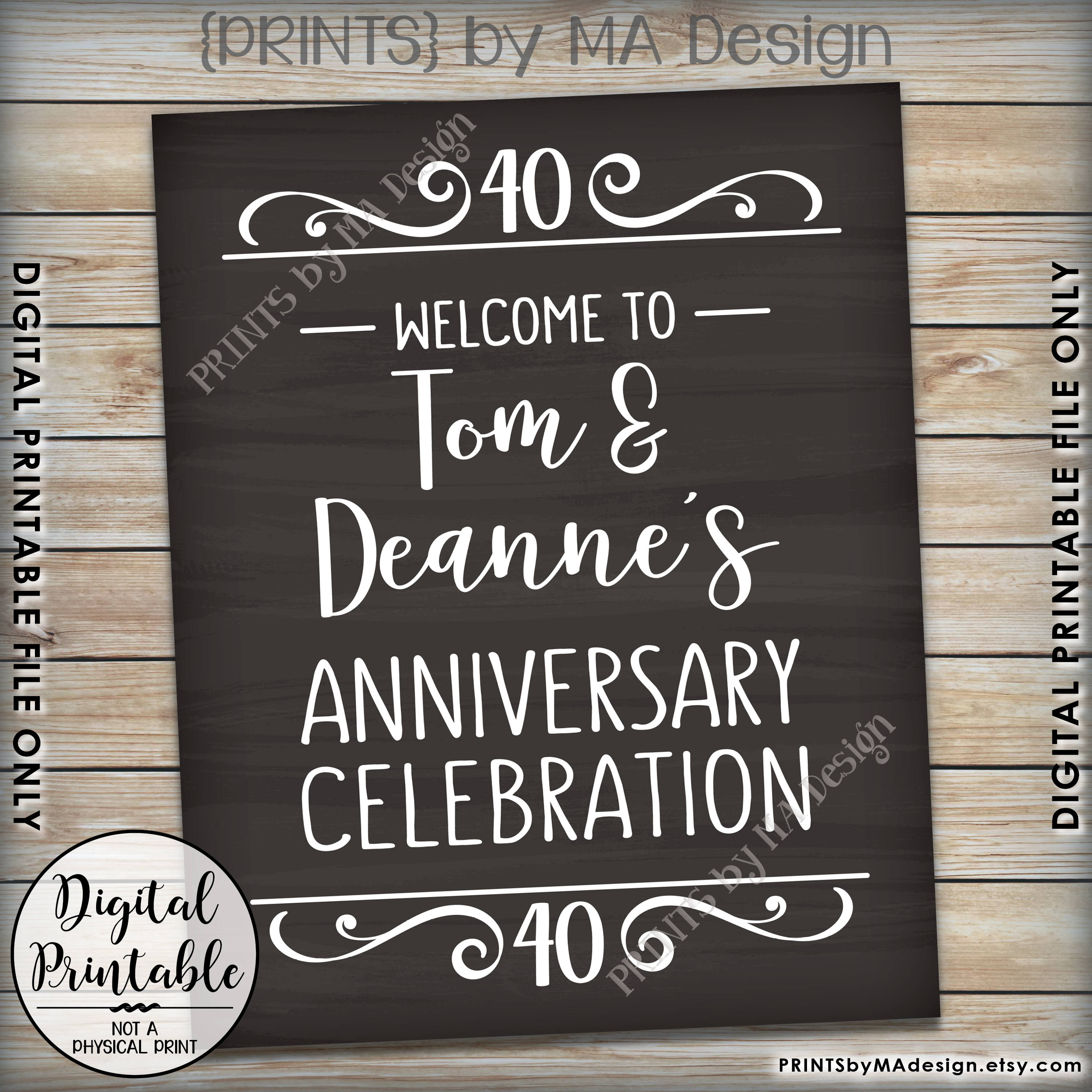 Anniversary Party Sign, Welcome to the Anniversary Celebration, Wedding ...