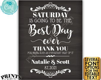 Editable Rehearsal Dinner Sign, The Best Day Ever, Custom Text, PRINTABLE 16x20” Chalkboard Style Sign <Edit Yourself with Corjl>