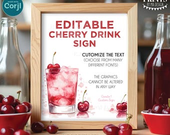Editable Shirley Temple Sign, DIY Cherry Mocktail, Signature Drink Station, Custom PRINTABLE 8x10/16x20” Sign <Edit Yourself w/Corjl>
