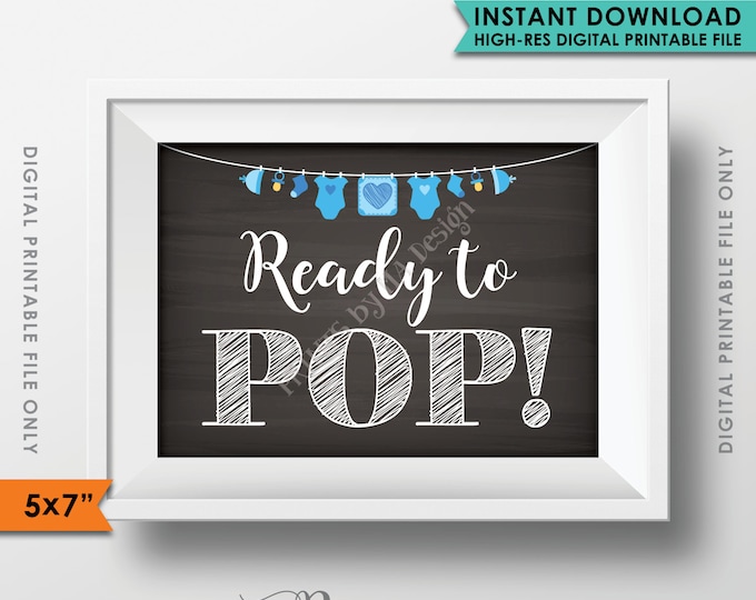 Ready to Pop Baby Shower, Popcorn, Cake Pop, Take a Treat, Baby Shower Decorations, It's a BOY, Blue 5x7" Instant Download Digital Printable