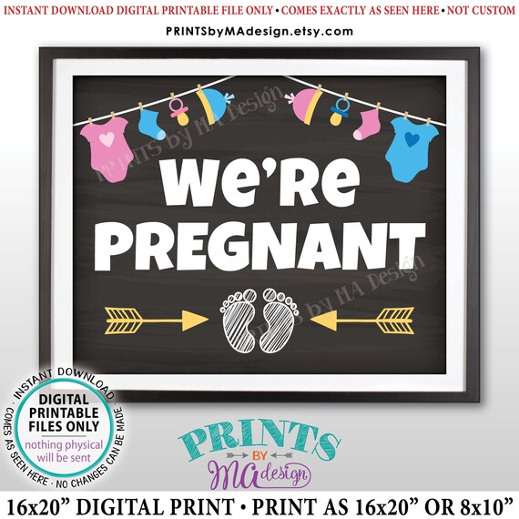 Wall Décor Prints Home Décor Custom Pregnancy Announcement Pregnancy Announcement Printable ...