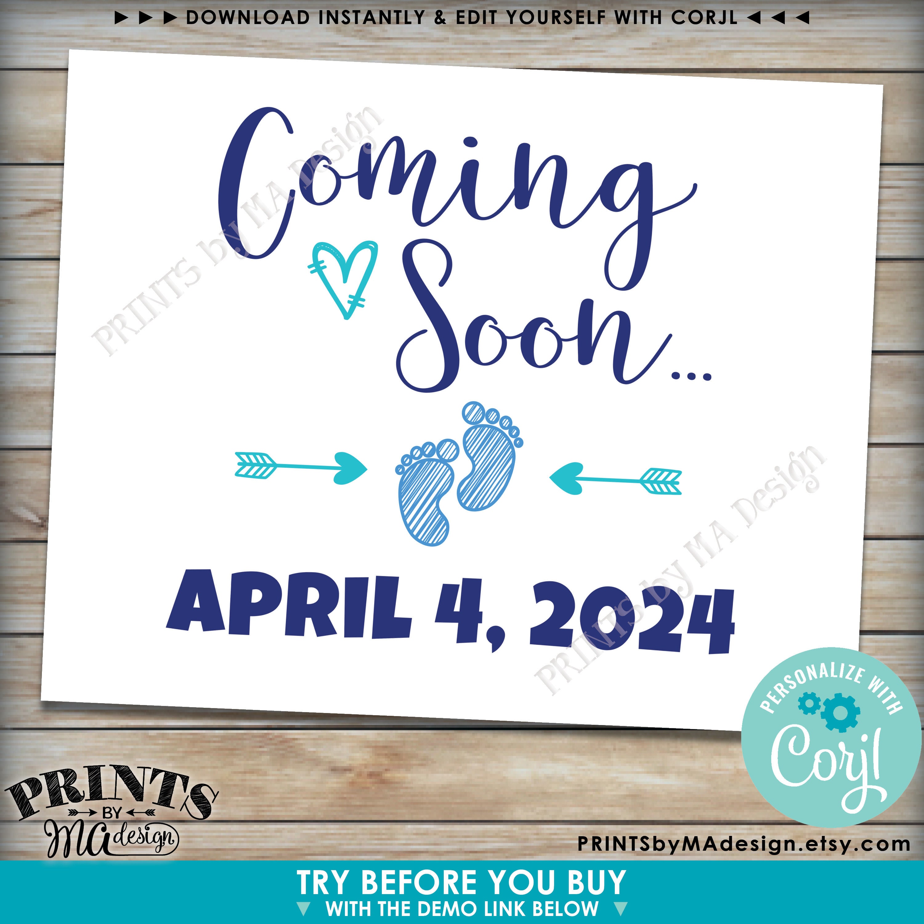 Coming Soon Pregnancy Announcement Sign Custom PRINTABLE Etsy