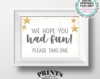 Baby Shower Favors Sign, We Hope You Had Fun Please Take One, Twinkle Stars Baby Shower Decor, Gray, PRINTABLE 5x7" Baby Shower Sign <ID>
