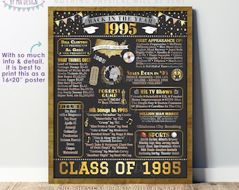 Class of 1995 Reunion Decoration, Back in the Year 1995 Poster Board, Flashback to 1995 High School Reunion, PRINTABLE 16x20” Sign <ID>