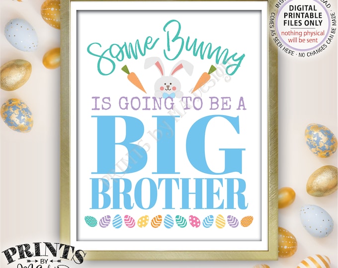 Easter Pregnancy Announcement for Baby #2, Some Bunny is Going to be a Big Brother, PRINTABLE 8x10/16x20” Baby Reveal Sign <ID>