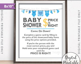 Price is Right Baby Shower Game Sign, Guess the Prices Activity, Price Game Sign, Blue Shower Decorations, 8x10” Printable Instant Download