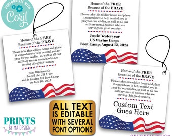 Please Pray for Our Soldier Tags/Cards, US Military Boot Camp Send-off, Take a Soldier, PRINTABLE 3x3" Cards <Edit ONE Yourself w/Corjl>