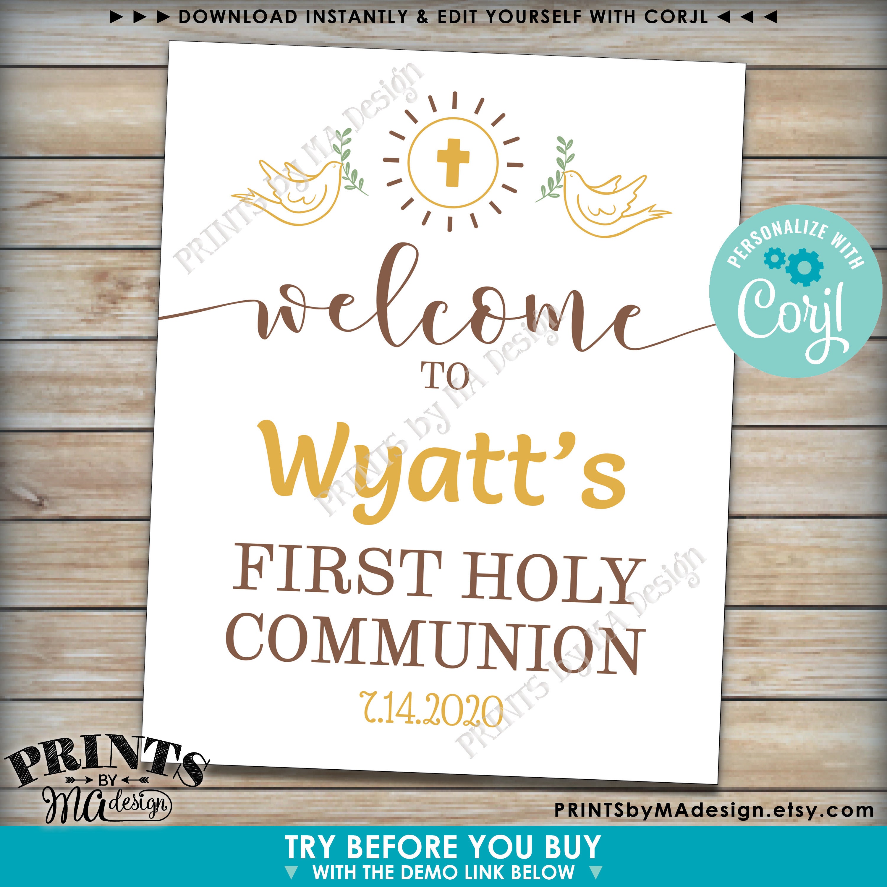 First Communion Sign, First Holy Communion, First Eucharist