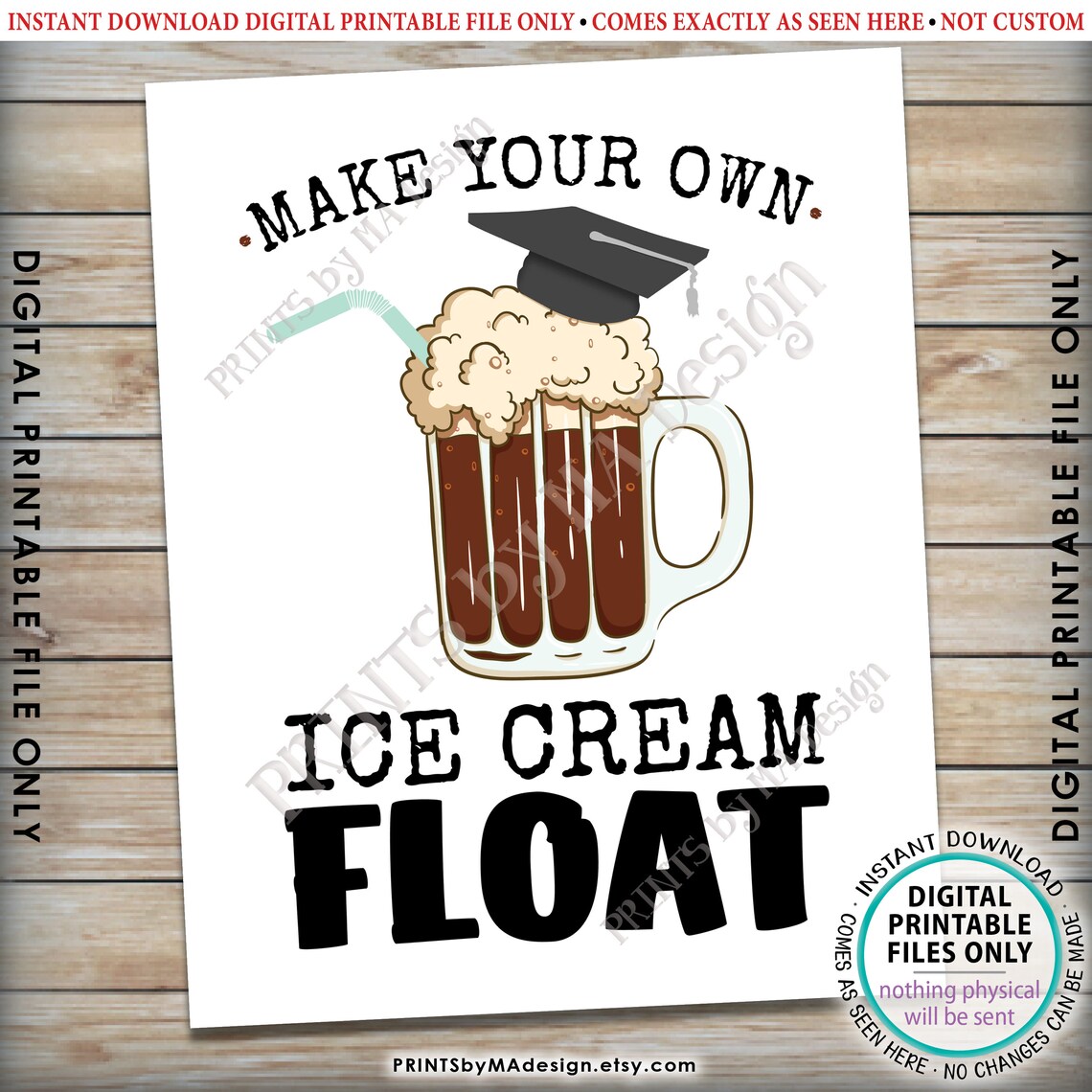Graduation Party Ice Cream Float Sign Make Your Own Float Etsy