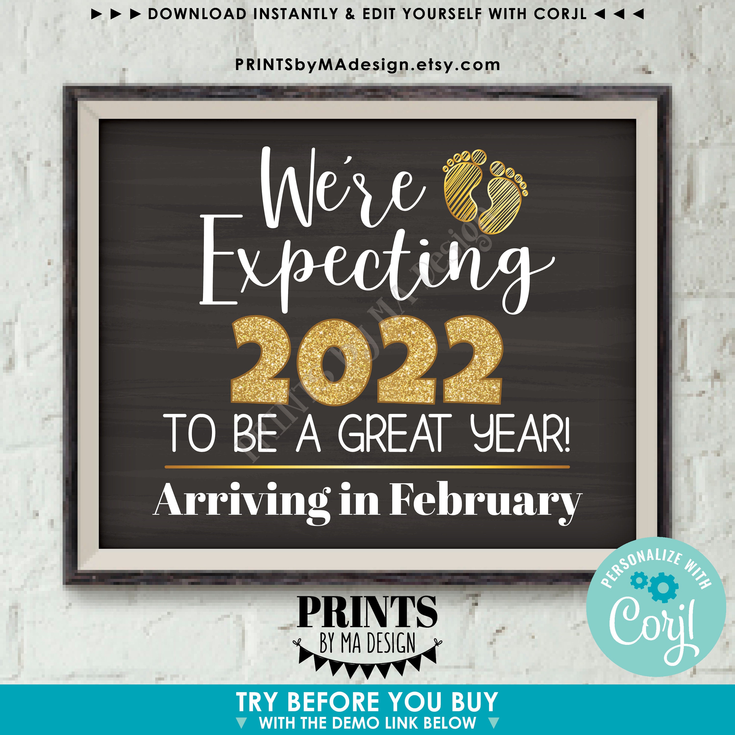 Editable New Years Pregnancy Announcement We Re Expecting Be A Great Year Custom Printable Baby Reveal Sign Editable New Years Pregnancy Announcement We Re Expecting Be A Great Year Custom Printable Baby Reveal Sign