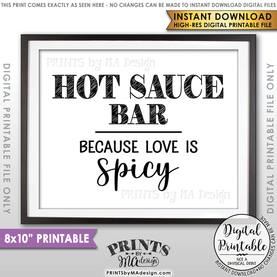 Hot Sauce Sign, Hot Sauce Bar Love is Spicy Wedding Sign, Wedding ...