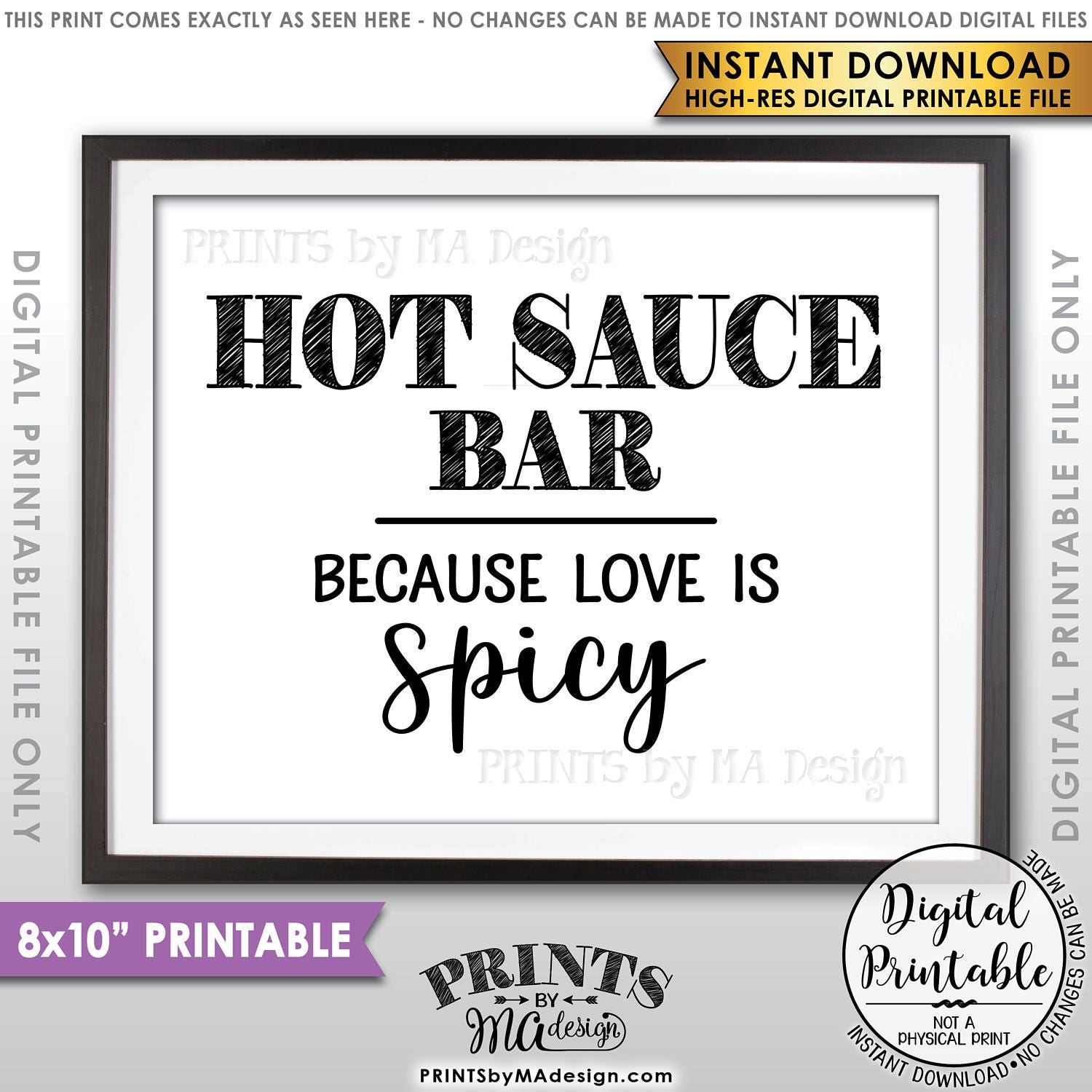 Hot Sauce Sign Hot Sauce Bar Love is Spicy Wedding Sign Etsy