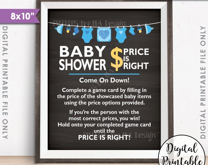 Price is Right Baby Shower Game Sign, Guess the Prices Activity, Price Game, Shower Decor, 8x10” Chalkboard Style Printable Instant Download
