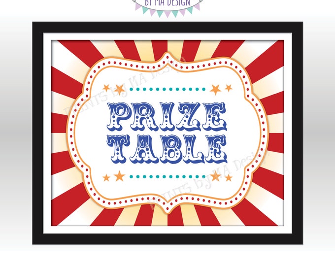 Carnival Prize Table Sign, Carnival Party Prizes Sign, Circus, Birthday Party, Festival Activities, PRINTABLE 8x10/16x20” Prize Sign <ID>