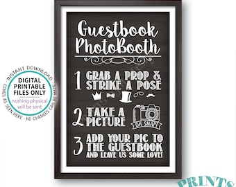 Guestbook Photobooth Sign, Add a Photo to the Guest Book Sign Photo Booth Wedding Sign, PRINTABLE 24x36” Chalkboard Style Photo Sign <ID>