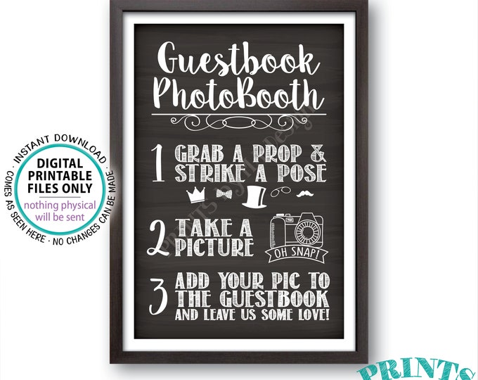 Guestbook Photobooth Sign, Add a Photo to the Guest Book Sign Photo Booth Wedding Sign, PRINTABLE 24x36” Chalkboard Style Photo Sign <ID>