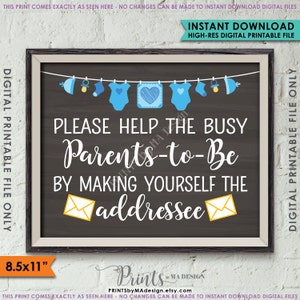 Baby Shower Address Envelope Sign, Help Parents-to-Be Address envelope Shower Decor, It&#39;s a Boy, 8.5x11 Instant Download Digital Printable