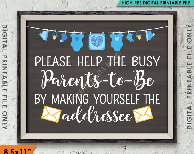 Baby Shower Address Envelope Sign, Help Parents-to-Be Address envelope Shower Decor, It's a Boy, 8.5x11 Instant Download Digital Printable