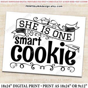 She is One Smart Cookie Sign, Girl Graduation Party Decorations, Black ...
