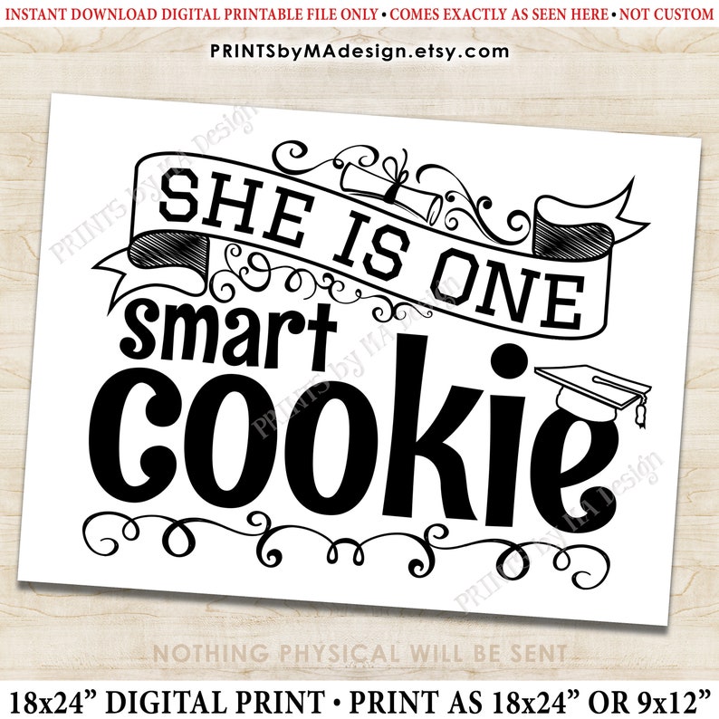 She is One Smart Cookie Sign Girl Graduation Party - Etsy