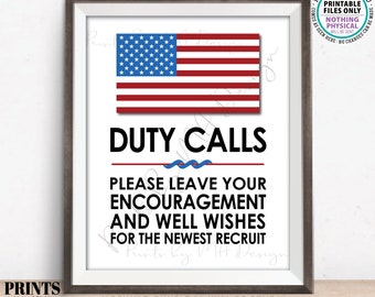 Military Party Decor, Leave your Encouragement and Well Wishes, US Military Boot Camp, Patriotic, PRINTABLE 8x10/16x20” Military Sign <ID>