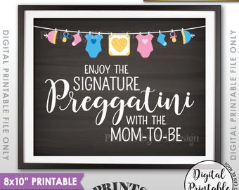 Preggatini Sign, Signature Preggatini Bar Sign, Enjoy a Preggatini with the Mom-to-Be, 8x10” Chalkboard Style Printable Instant Download