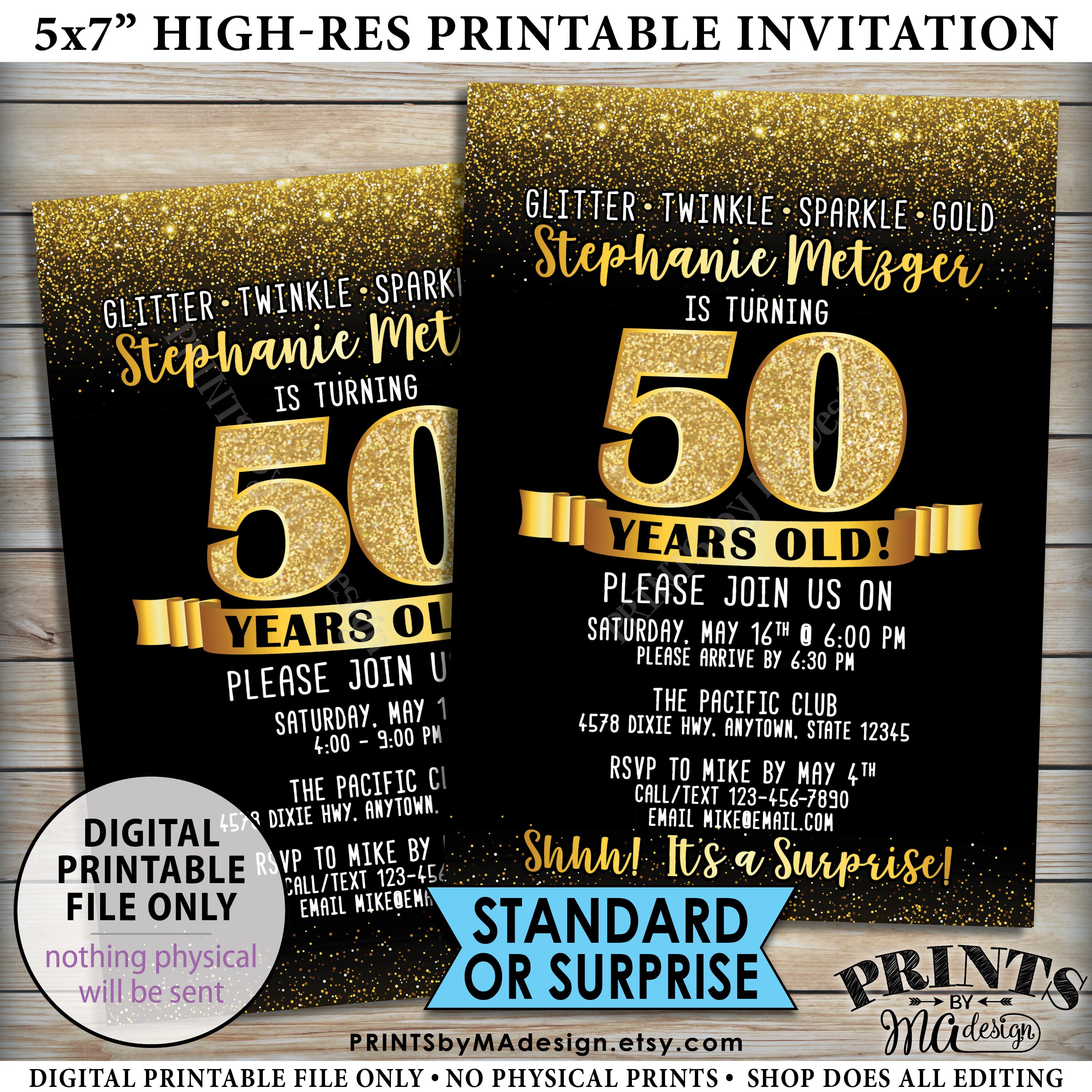 gold birthday party invitation glitter twinkle sparkler gold
